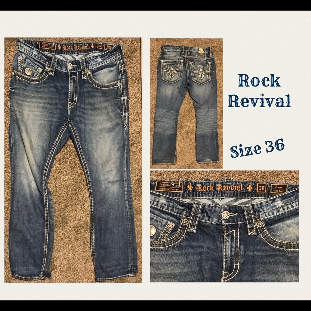 Rock Revival 36 x 32 Kane Slim Boot Jeans